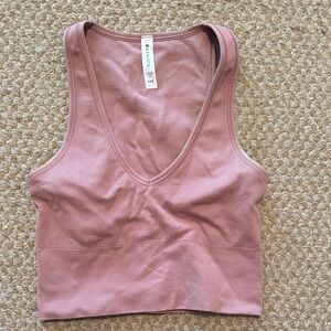 Athleta Mauve Ribbed V-Neck Tank